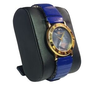 Vintage Ronica Ladies Watch - Gold & Blue Tone - Quartz - Expansion/Stretch Band